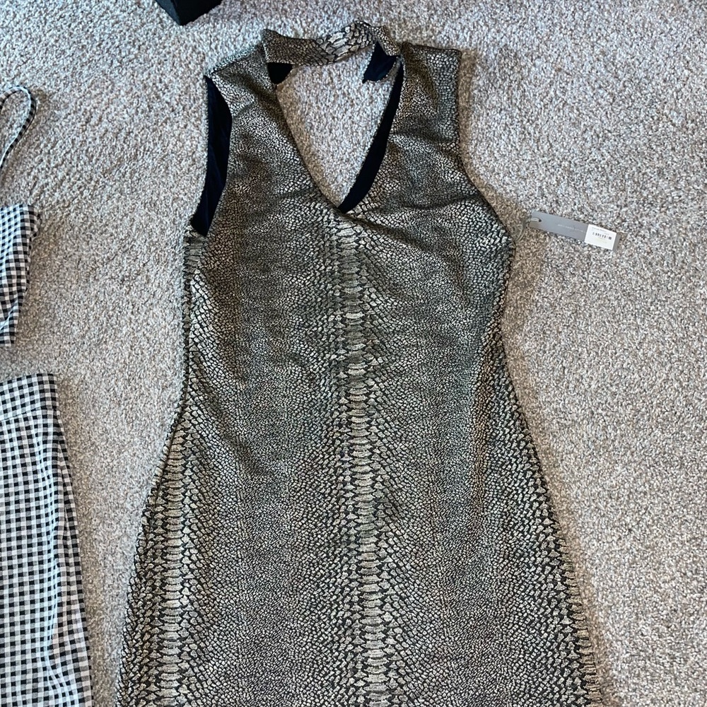 Tart collections gold and black snakeskin cocktail dress